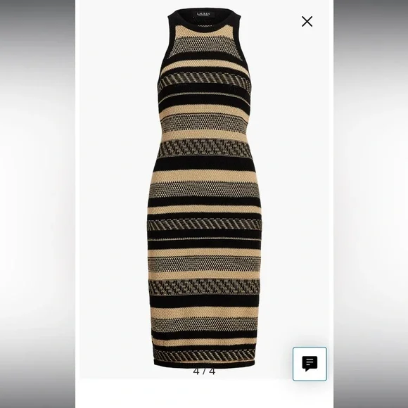 Ralph Lauren Black Gold Strapless Cocktail Dress